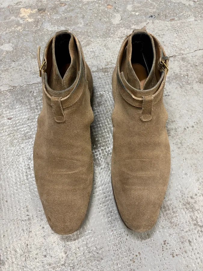 AW2013 Saint Laurent Jodhpur Beige Suede Leather Boots - Image 2