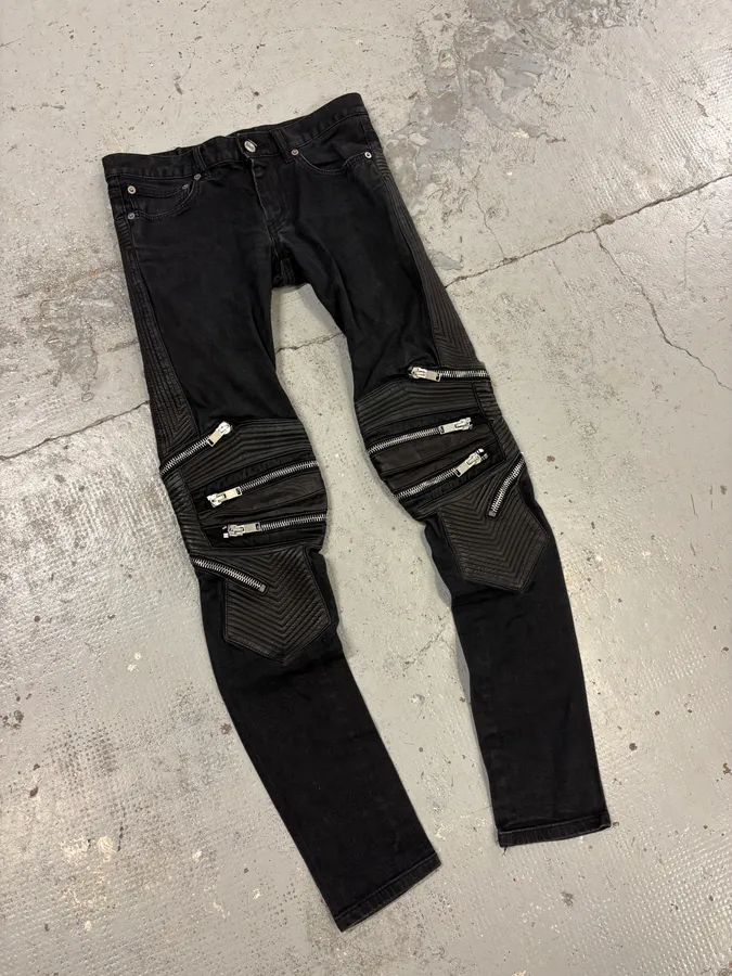 AW2013 Saint Laurent SLP04 Black Zips Biker Jeans by Hedi Slimane - Image 5