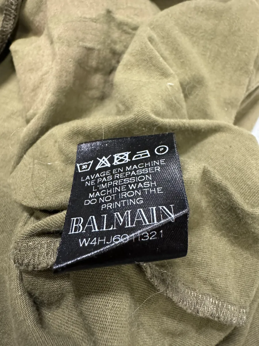 AW2014 Balmain Olive Green Eagle Dynastic T-Shirt - Image 7