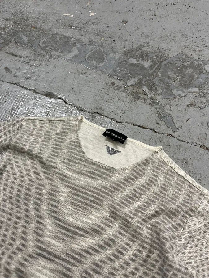 AW2014 Emporio Armani Grey Abstract Wave Sweater - Image 5