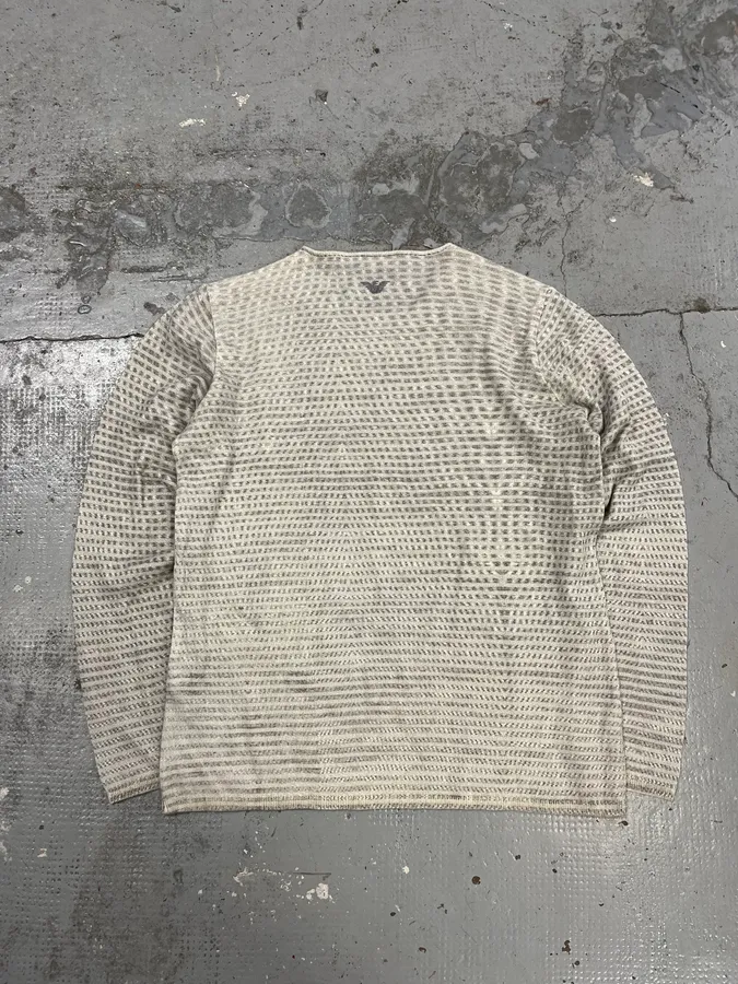 AW2014 Emporio Armani Grey Abstract Wave Sweater - Image 7