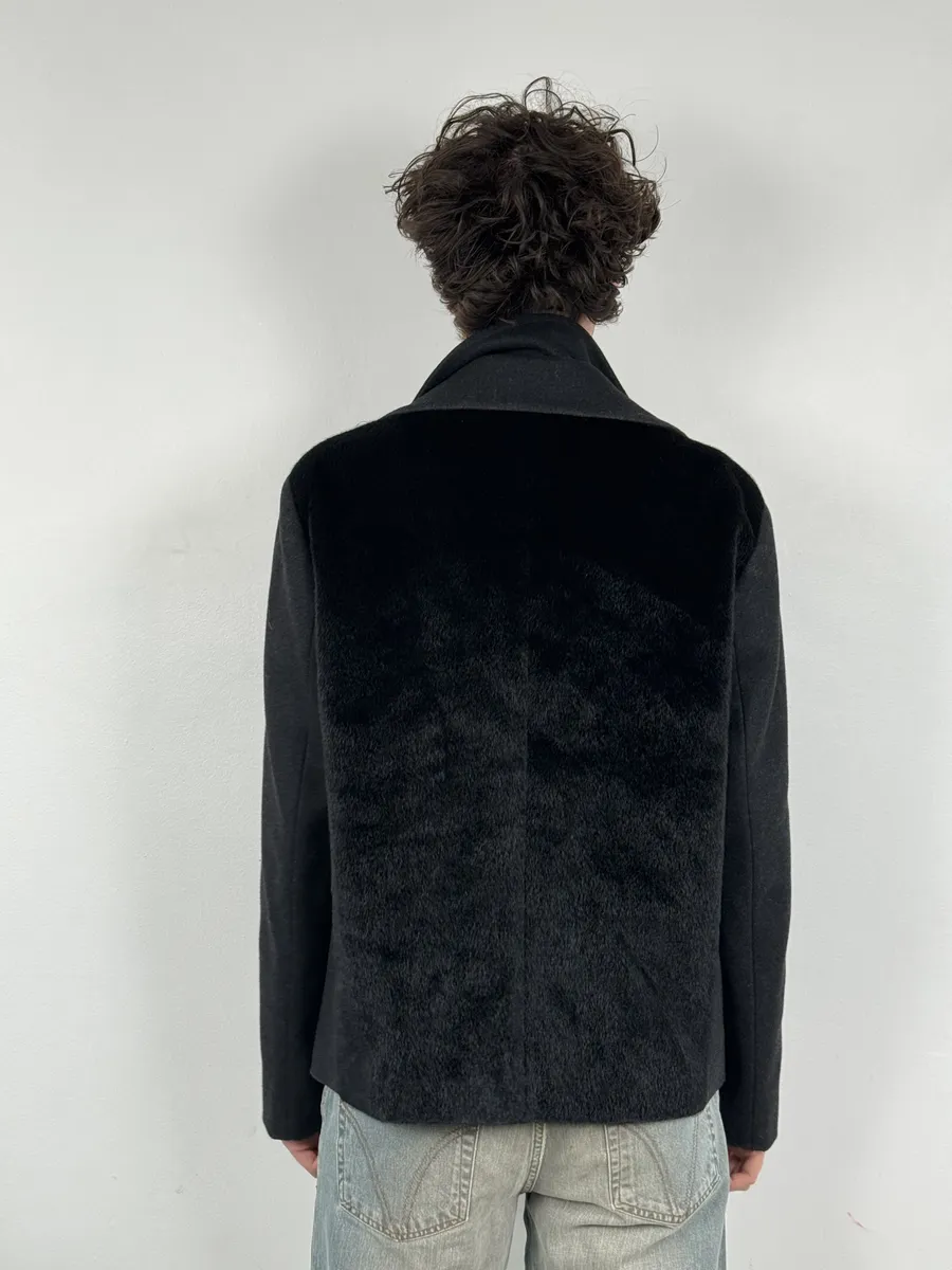 AW2014 Emporio Armani Layered Wool Faux Fur Blazer Jacket - Image 4