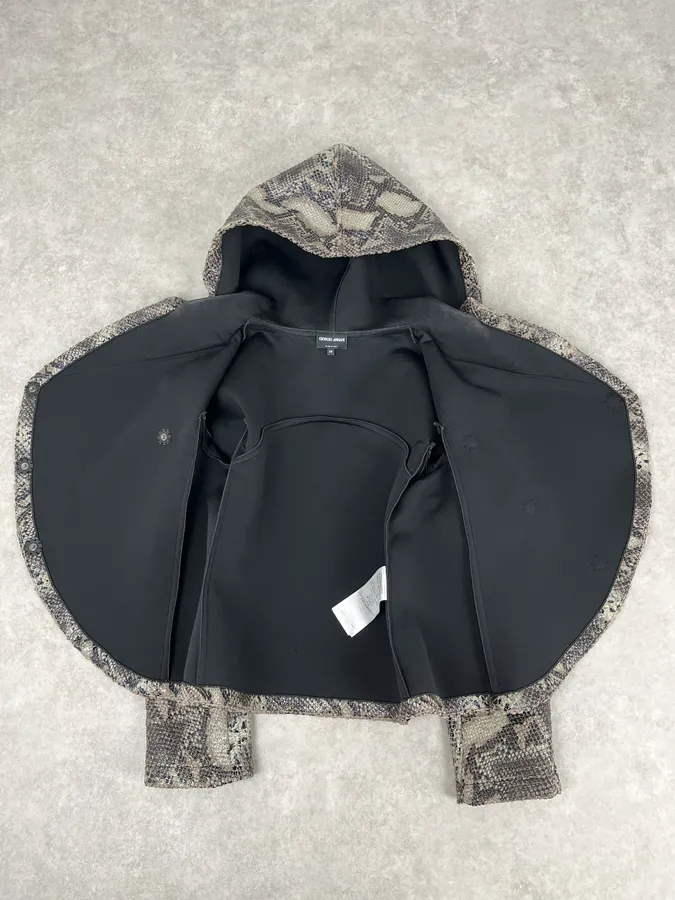 AW2014 Giorgio Armani Python Snakeskin Effect Light Hood Jacket - Image 9