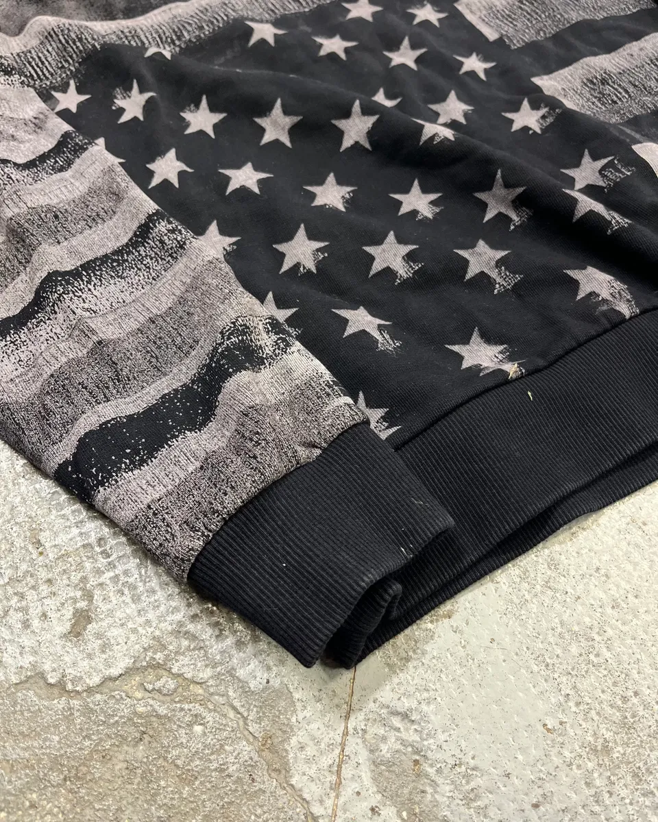 AW2014 Givenchy Black Grey Striped USA Flag Star Sweater - Image 6