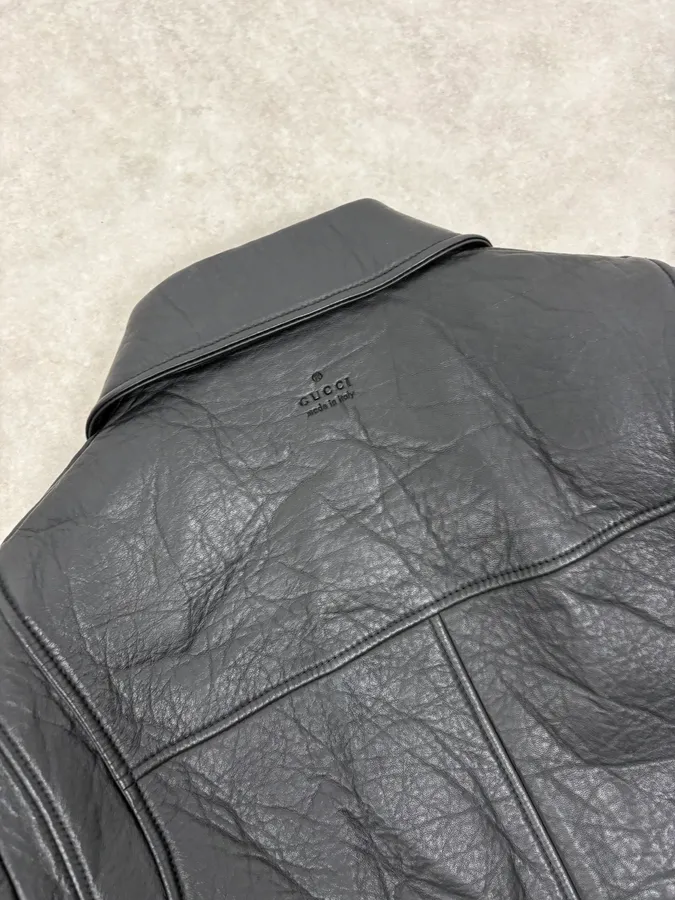AW2014 Gucci Black Laced Biker Leather Jacket by Frida Giannini - Image 10
