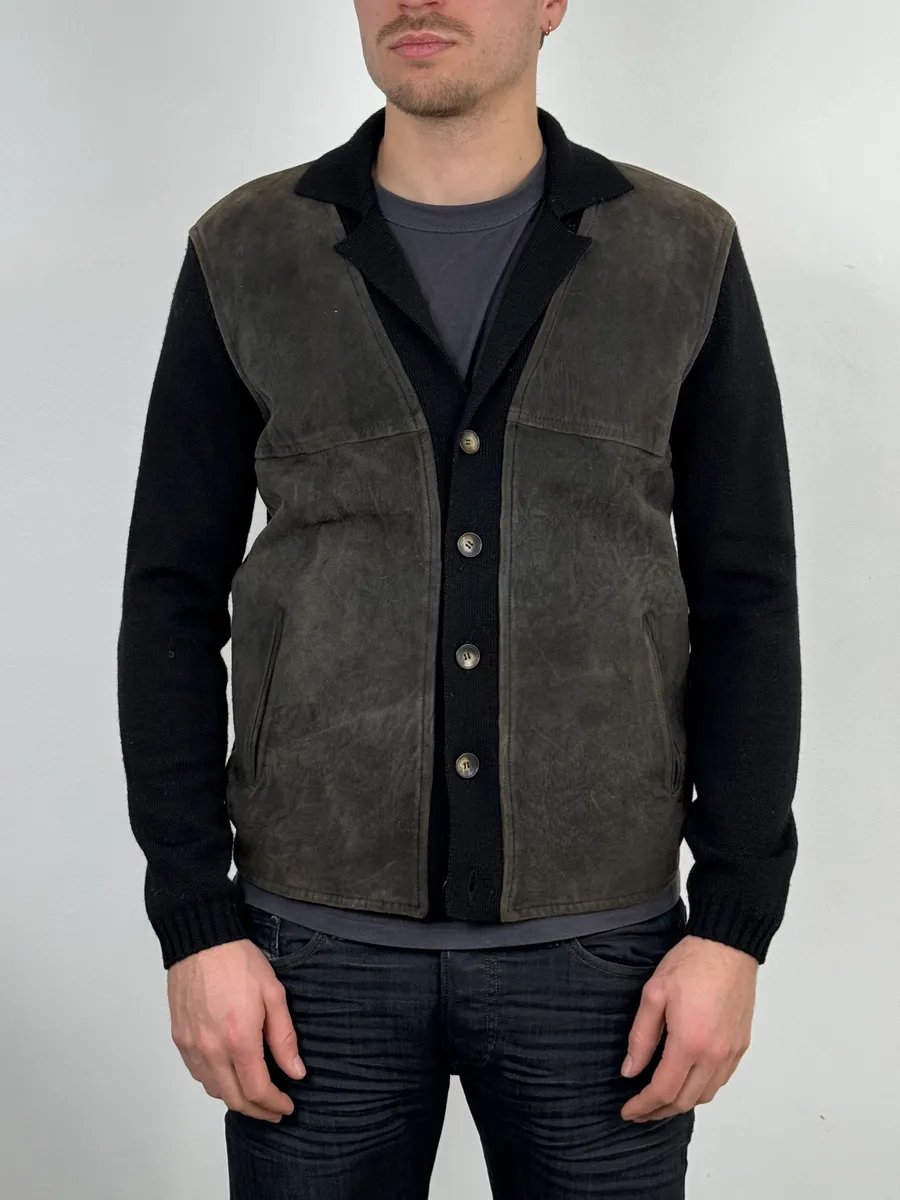 AW2014 Jil Sander Black Wool & Grey Leather Jacket - Image 2