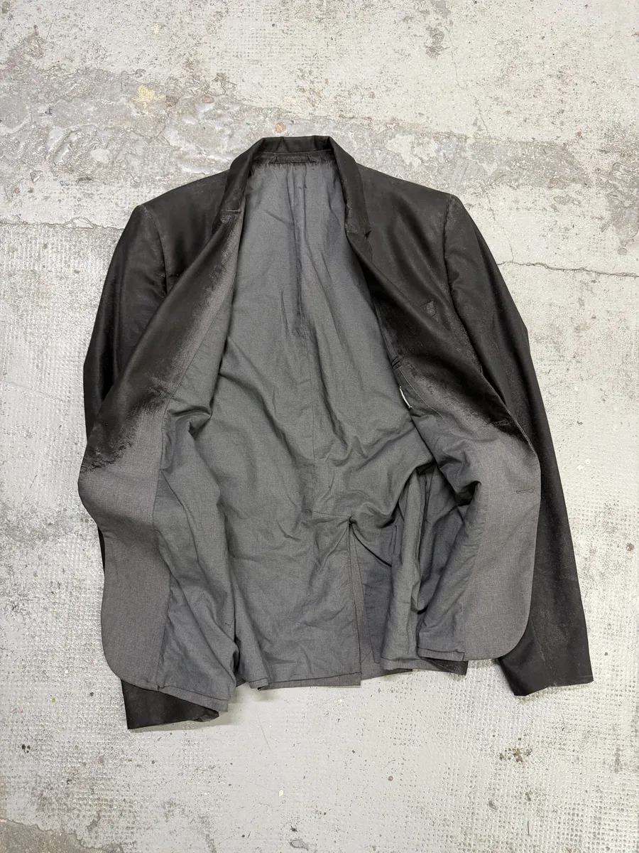 AW2014 Maison Margiela Black Waxed Wool Obscure Blazer Jacket - Image 7
