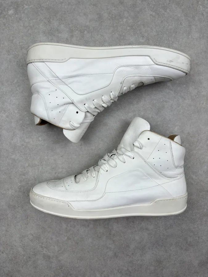 AW2014 Maison Margiela Cream Leather High Sneakers - Image 4