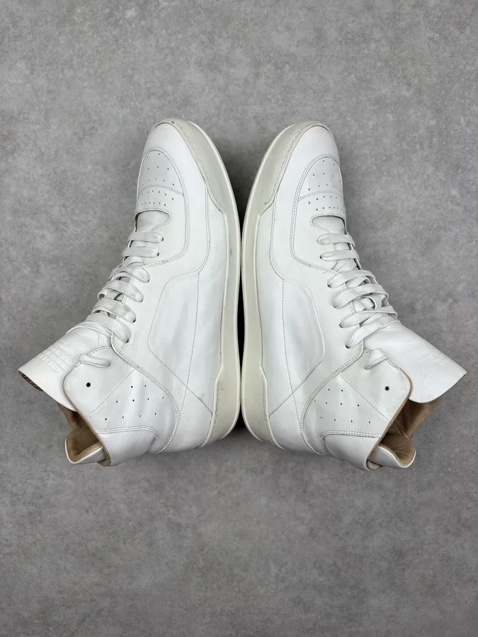 AW2014 Maison Margiela Cream Leather High Sneakers - Image 5