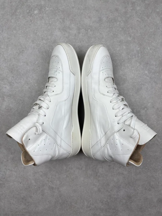 AW2014 Maison Margiela Cream Leather High Sneakers - Image 6