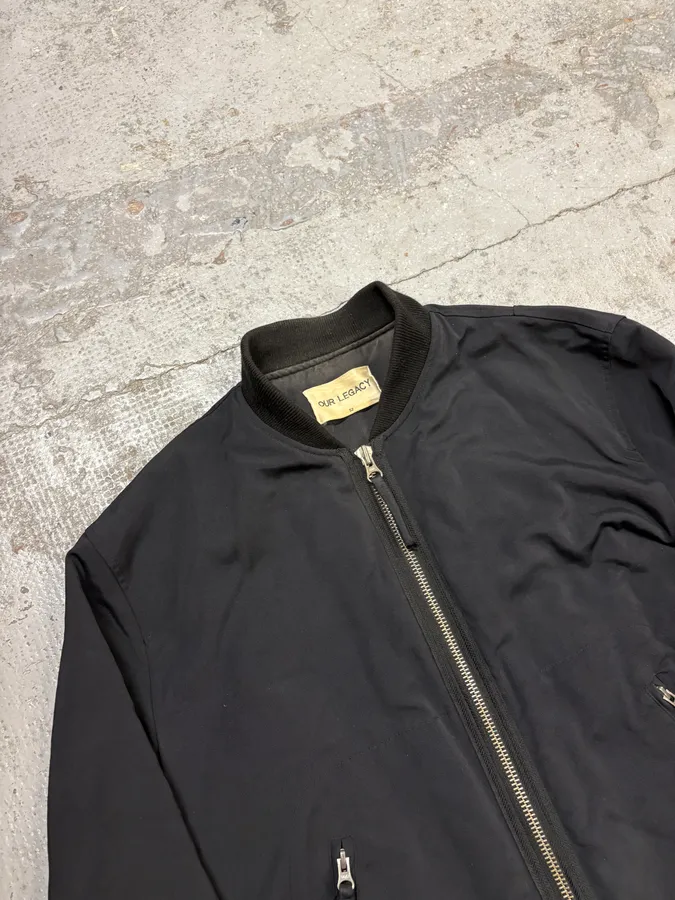 AW2014 Our Legacy Black Shimmer Nylon Bomber Jacket - Image 5