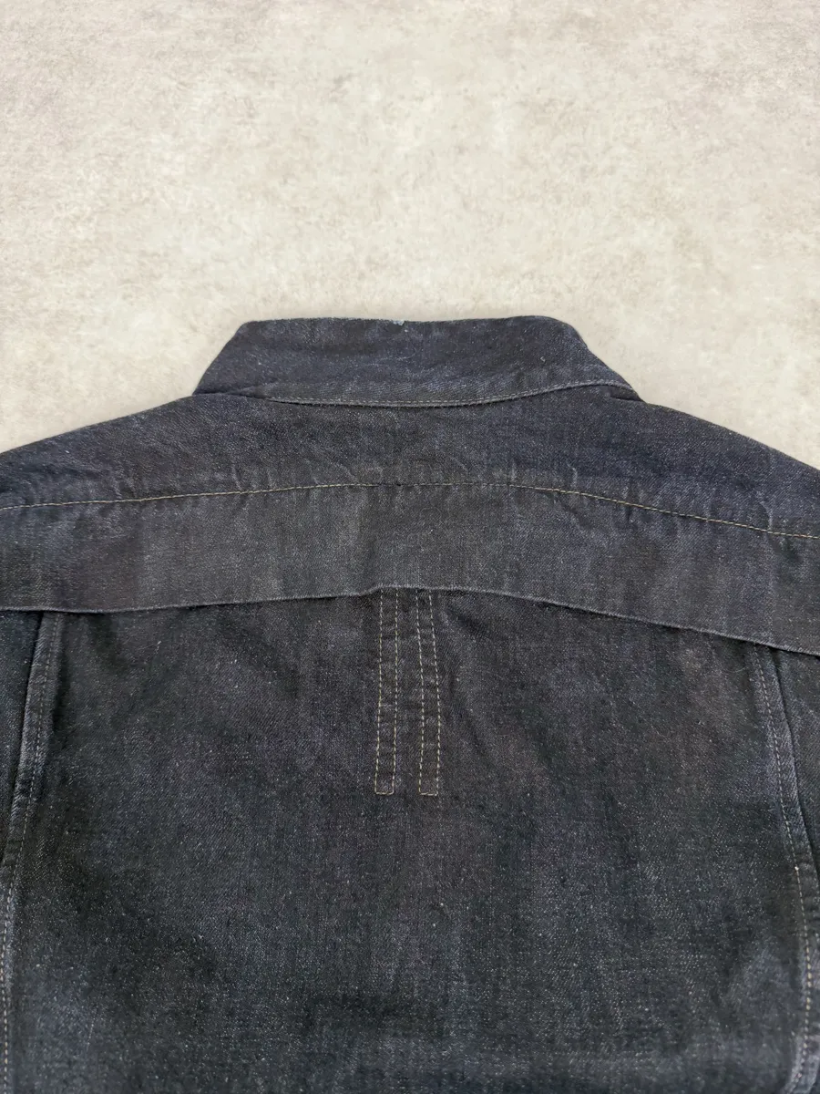 AW2014 Rick Owens Navy Brut Slave Asymmetrical Denim Jacket - Image 9