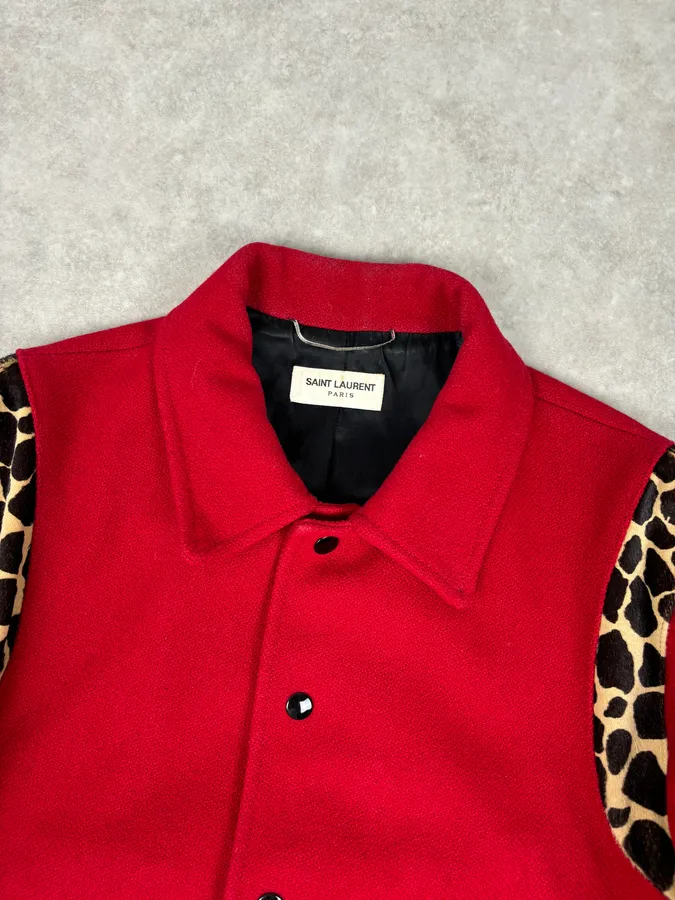 AW2014 Saint Laurent Cheetah Red Pony Hair Teddy Jacket - Image 5