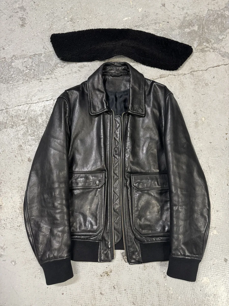 AW2015 Acne Studios Abel Black Cow Leather Jacket - Image 2