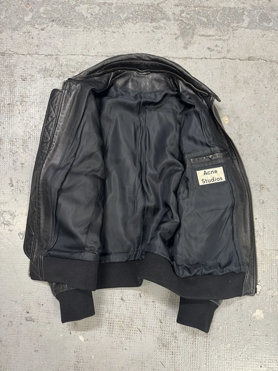 AW2015 Acne Studios Abel Black Cow Leather Jacket - Image 7
