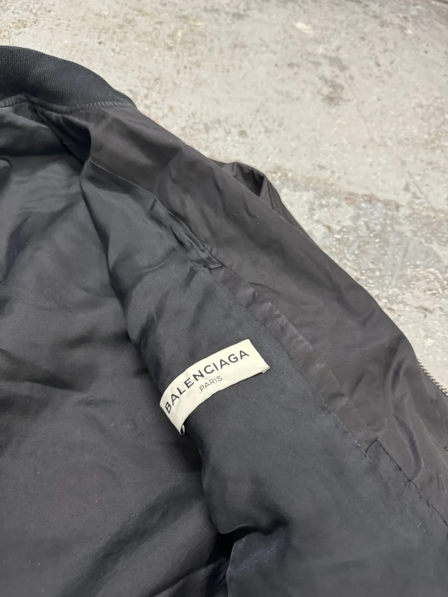AW2015 Balenciaga Black Asymmetrical Bomber Jacket - Image 12