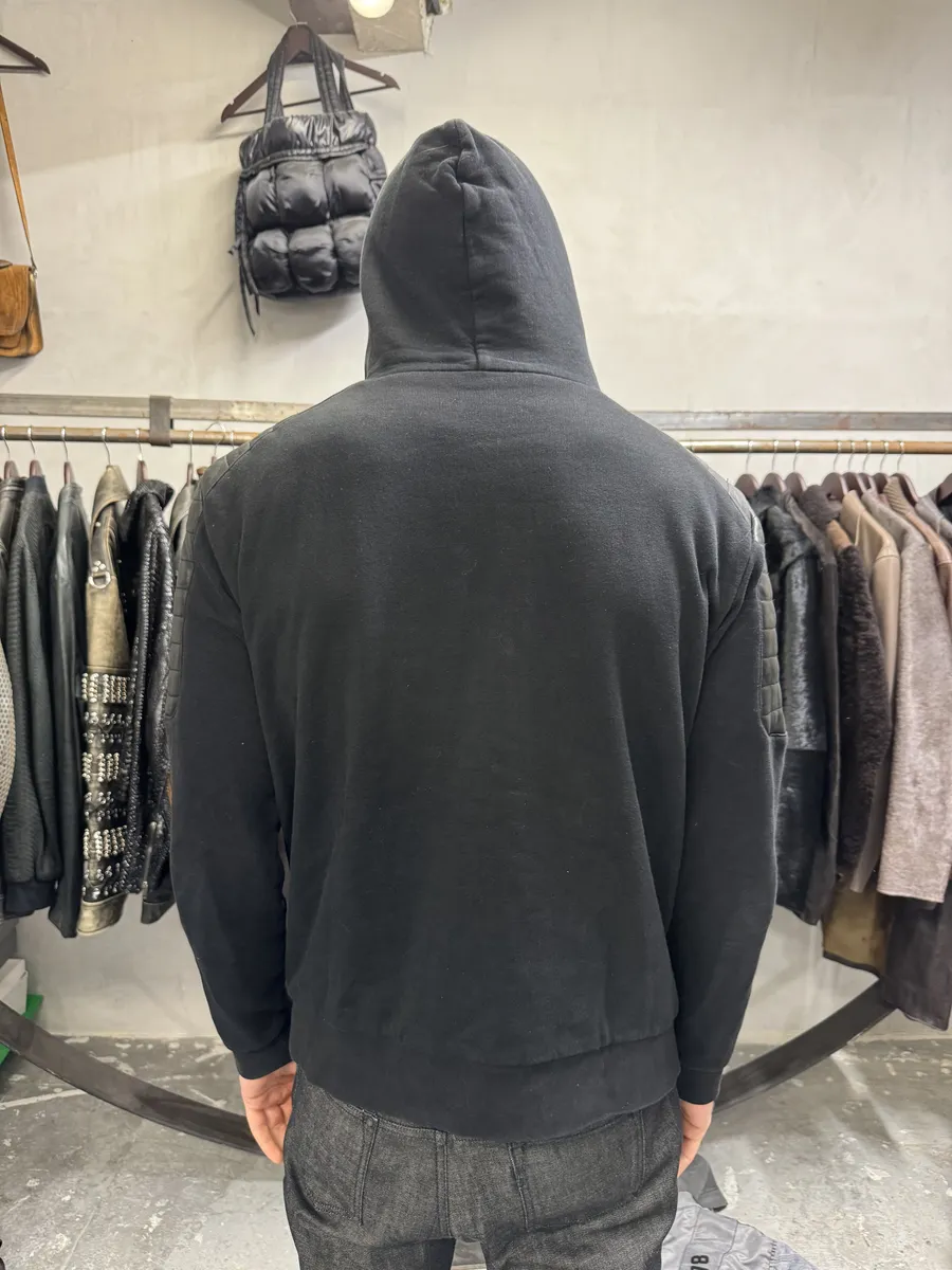 AW2015 Balmain H&M Black Leather Padded Biker Sweatshirt - Image 3