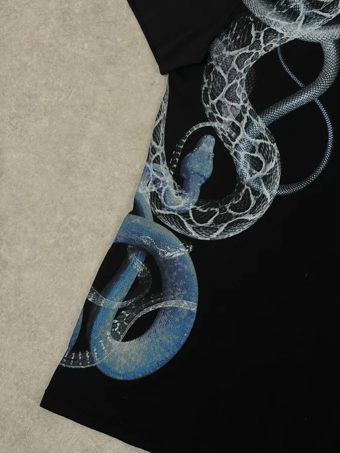AW2015 Cavalli Black Snake Graphic Print T-Shirt - Image 7
