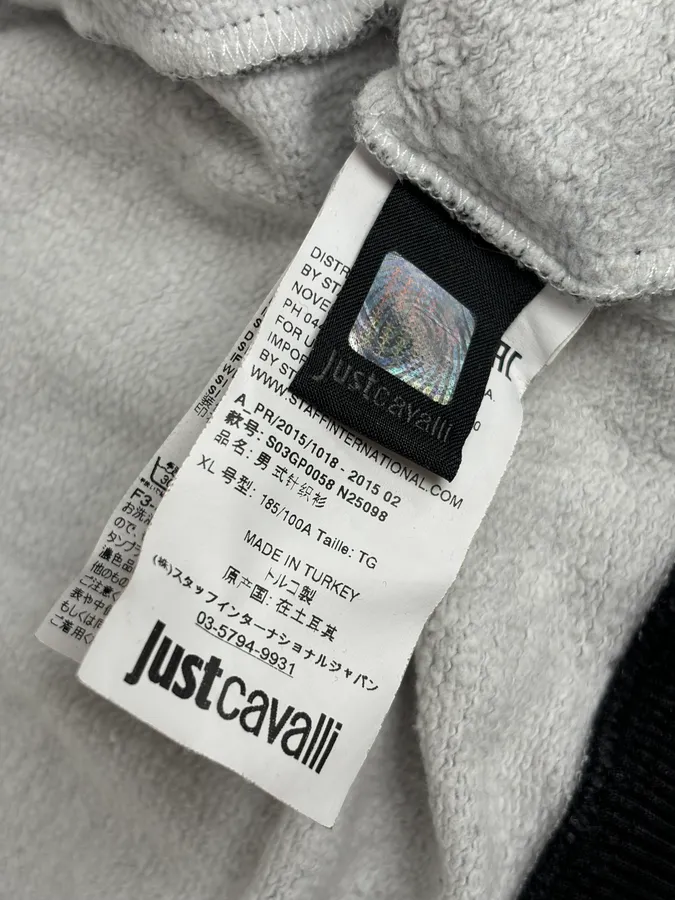 AW2015 Cavalli Grey Obscure Crocodile Effect Zip-up Hoodie - Image 12