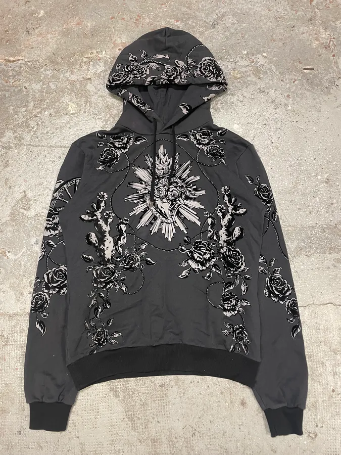 AW2015 Dolce & Gabbana Flowers Distinct Grey Hoodie - Image 4