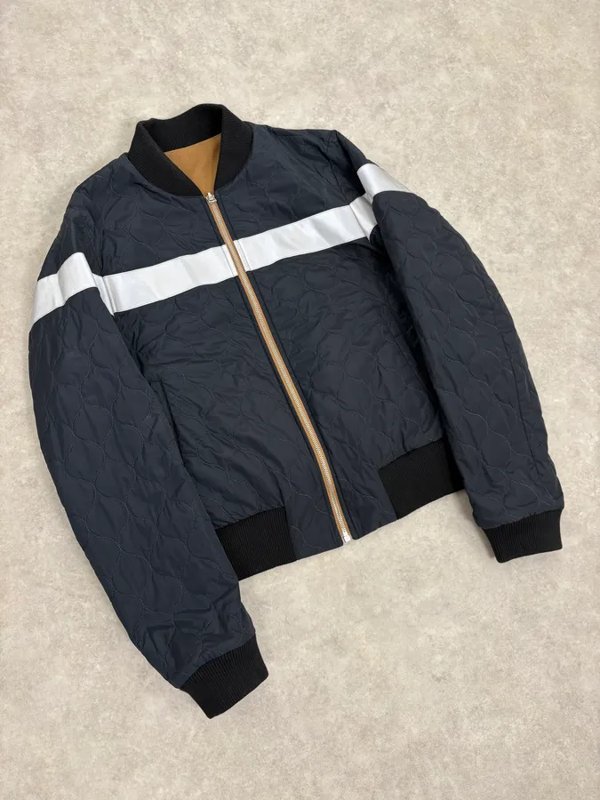 AW2015 Dries Van Noten Reversible Beige & Navy Bomber Jacket - Image 12