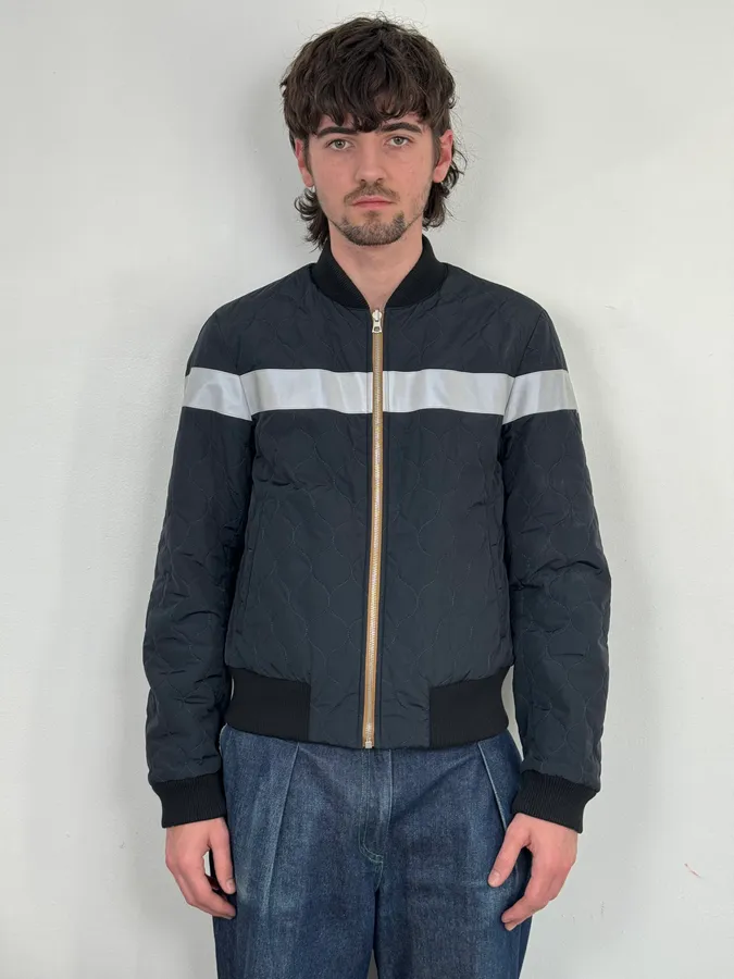 AW2015 Dries Van Noten Reversible Beige & Navy Bomber Jacket - Image 4