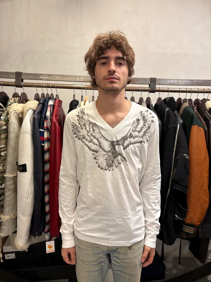 AW2015 Dsquared2 Eagle V-Neck White Longsleeves - Image 2