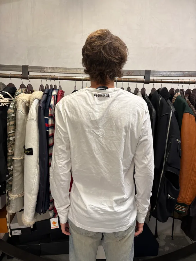 AW2015 Dsquared2 Eagle V-Neck White Longsleeves - Image 3