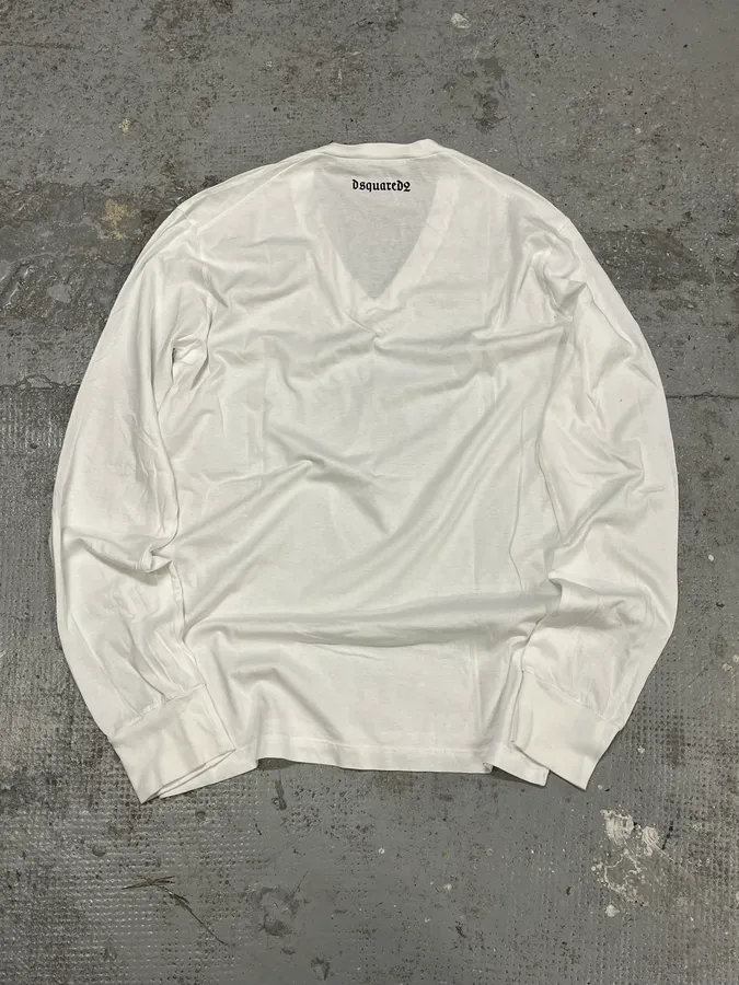 AW2015 Dsquared2 Eagle V-Neck White Longsleeves - Image 6