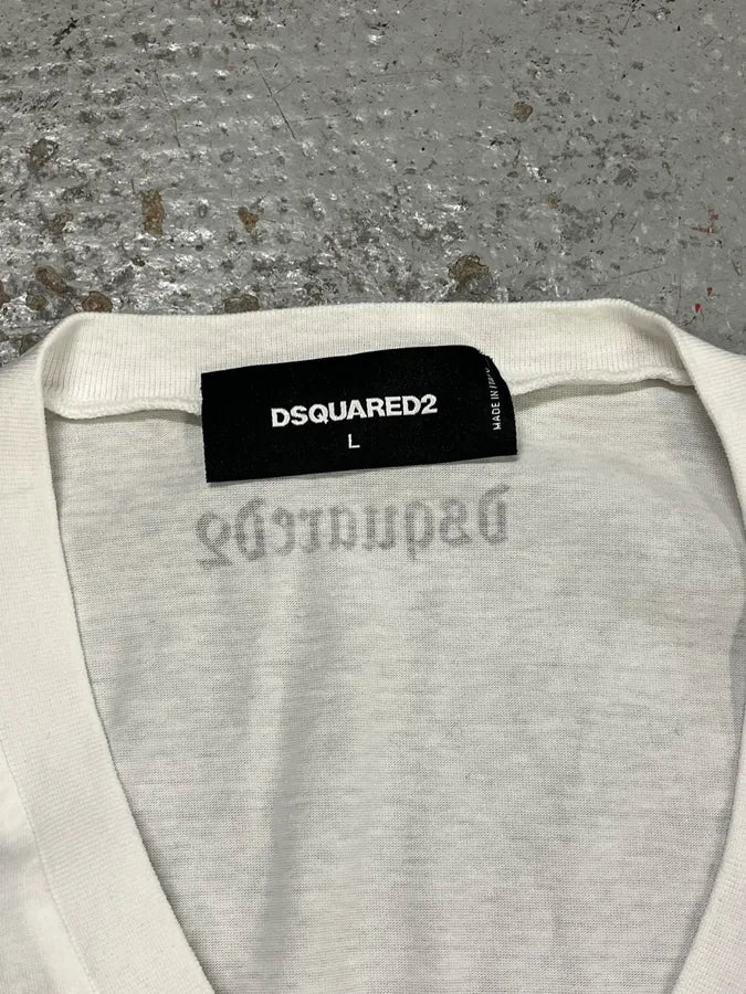 AW2015 Dsquared2 Eagle V-Neck White Longsleeves - Image 9