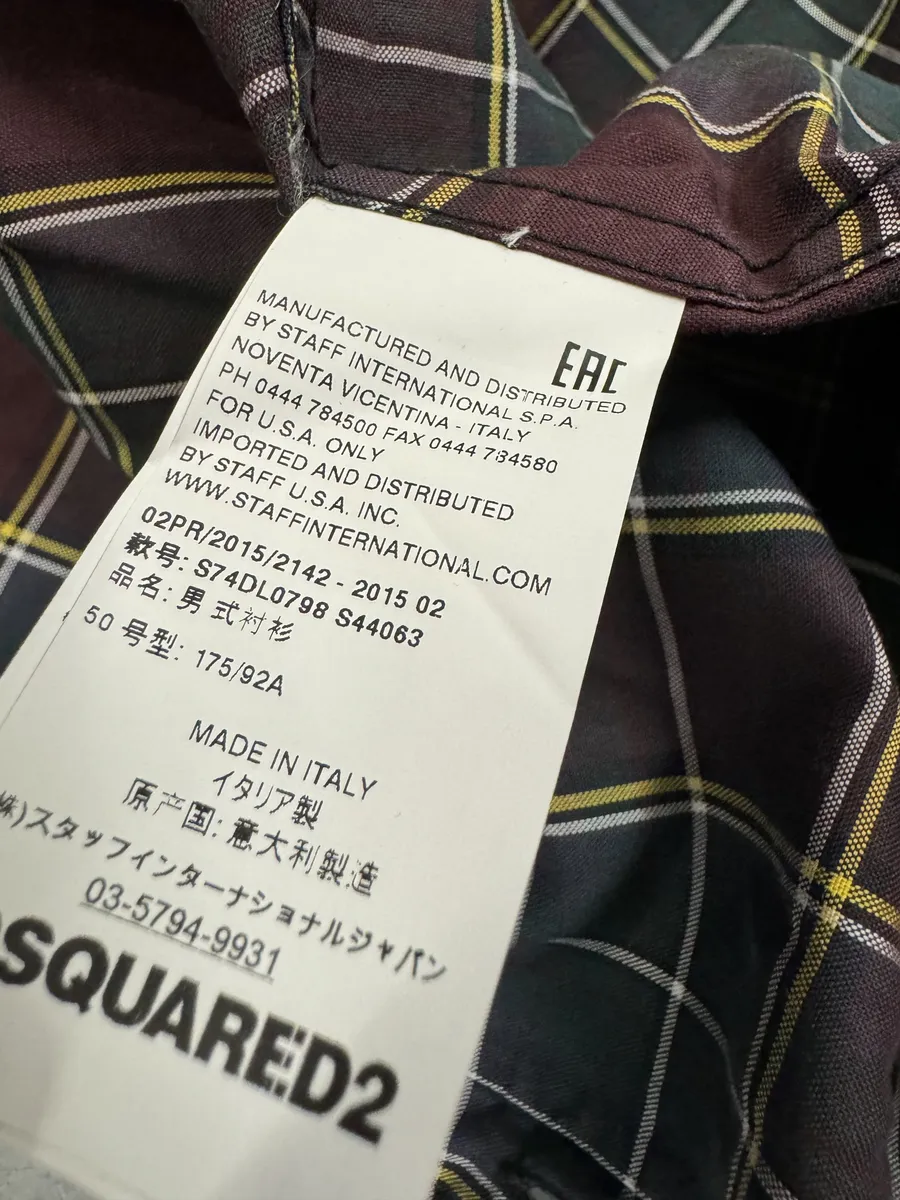 AW2015 Dsquared2 Green & Red Checked Shirt - Image 10