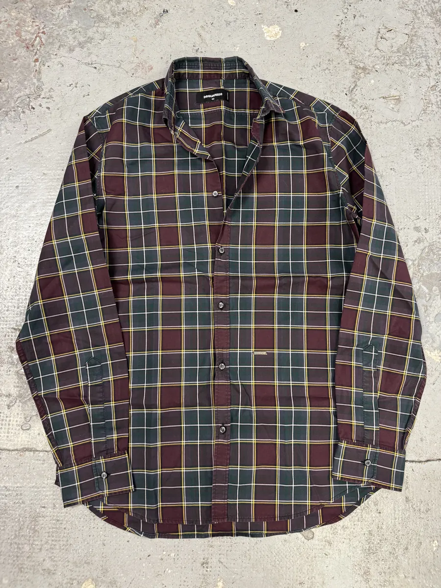 AW2015 Dsquared2 Green & Red Checked Shirt - Image 3