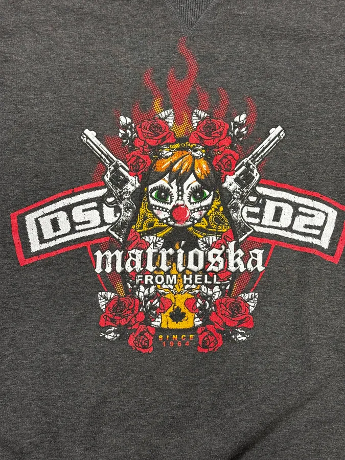 AW2015 Dsquared2 Grey Gun Moto Crewneck Sweater - Image 7