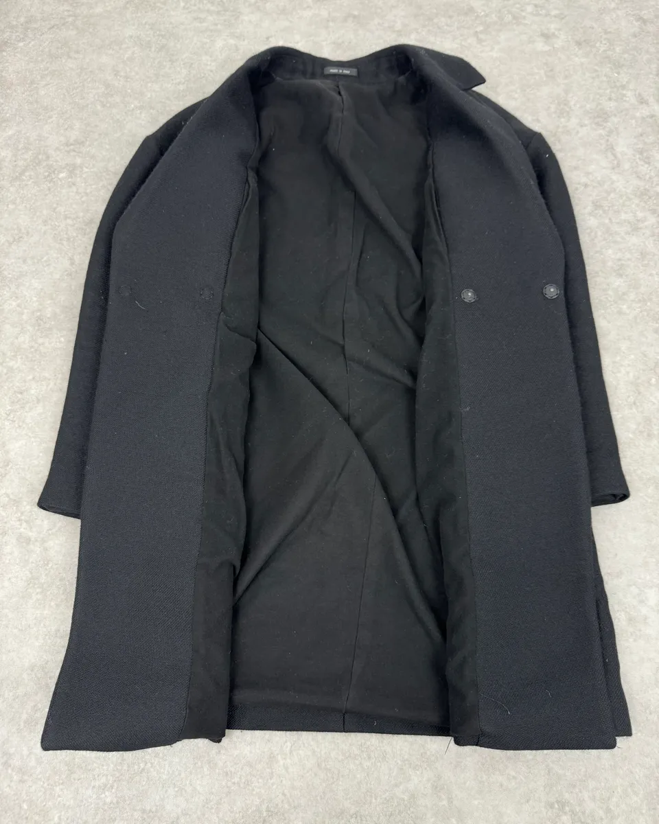 AW2015 Emporio Armani Black Wool Aura Long Trench Jacket - Image 10