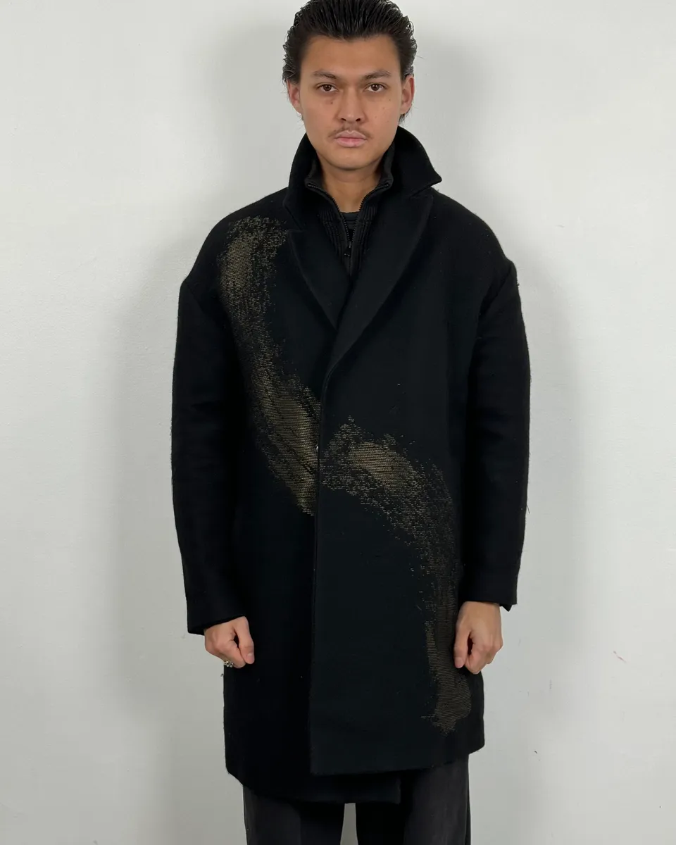 AW2015 Emporio Armani Black Wool Aura Long Trench Jacket - Image 3