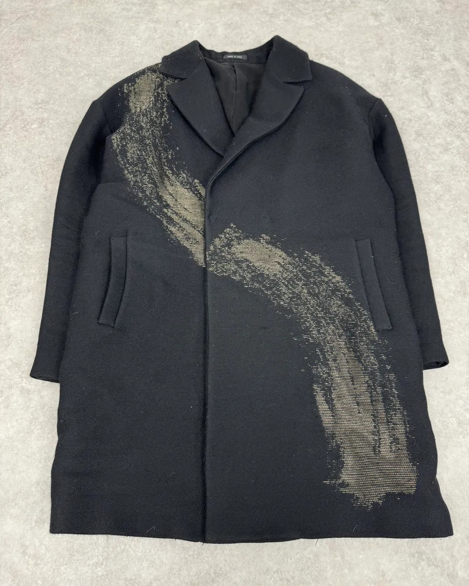 AW2015 Emporio Armani Black Wool Aura Long Trench Jacket - Image 5