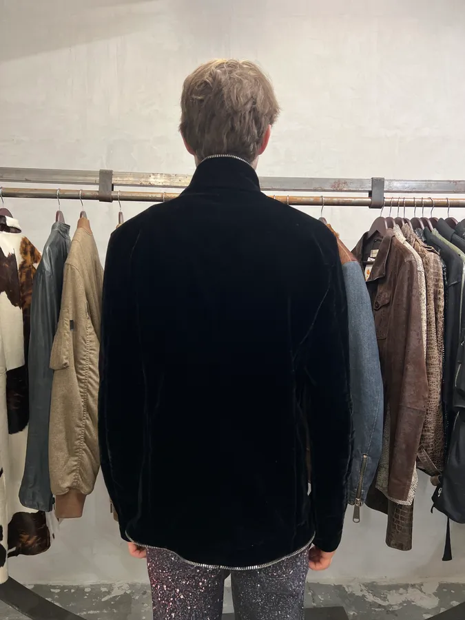 AW2015 Emporio Armani Class Black Velvet Zip Jacket - Image 5
