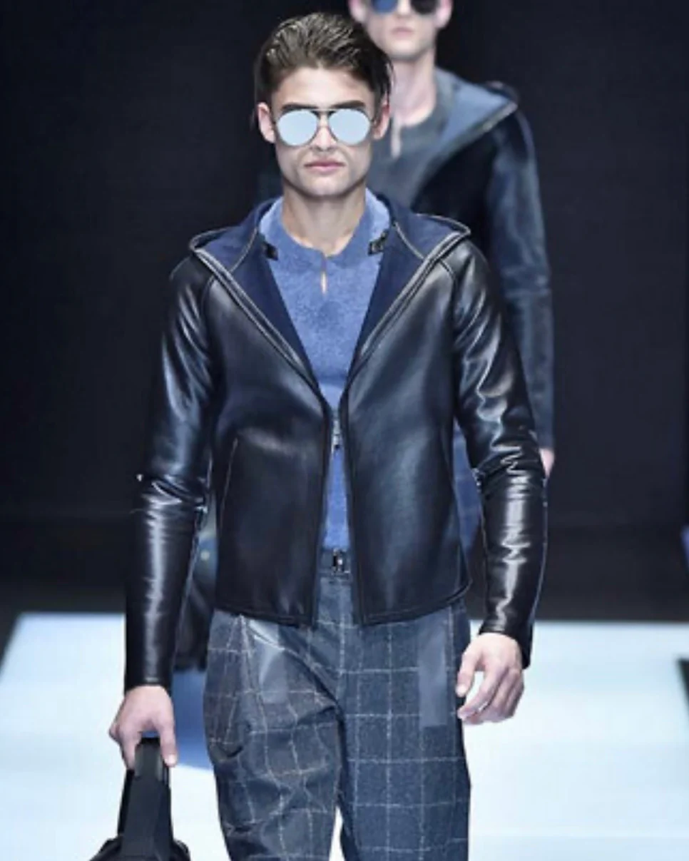 AW2016 Emporio Armani Tactical Full Zip Leather Jacket (L) - Image 2