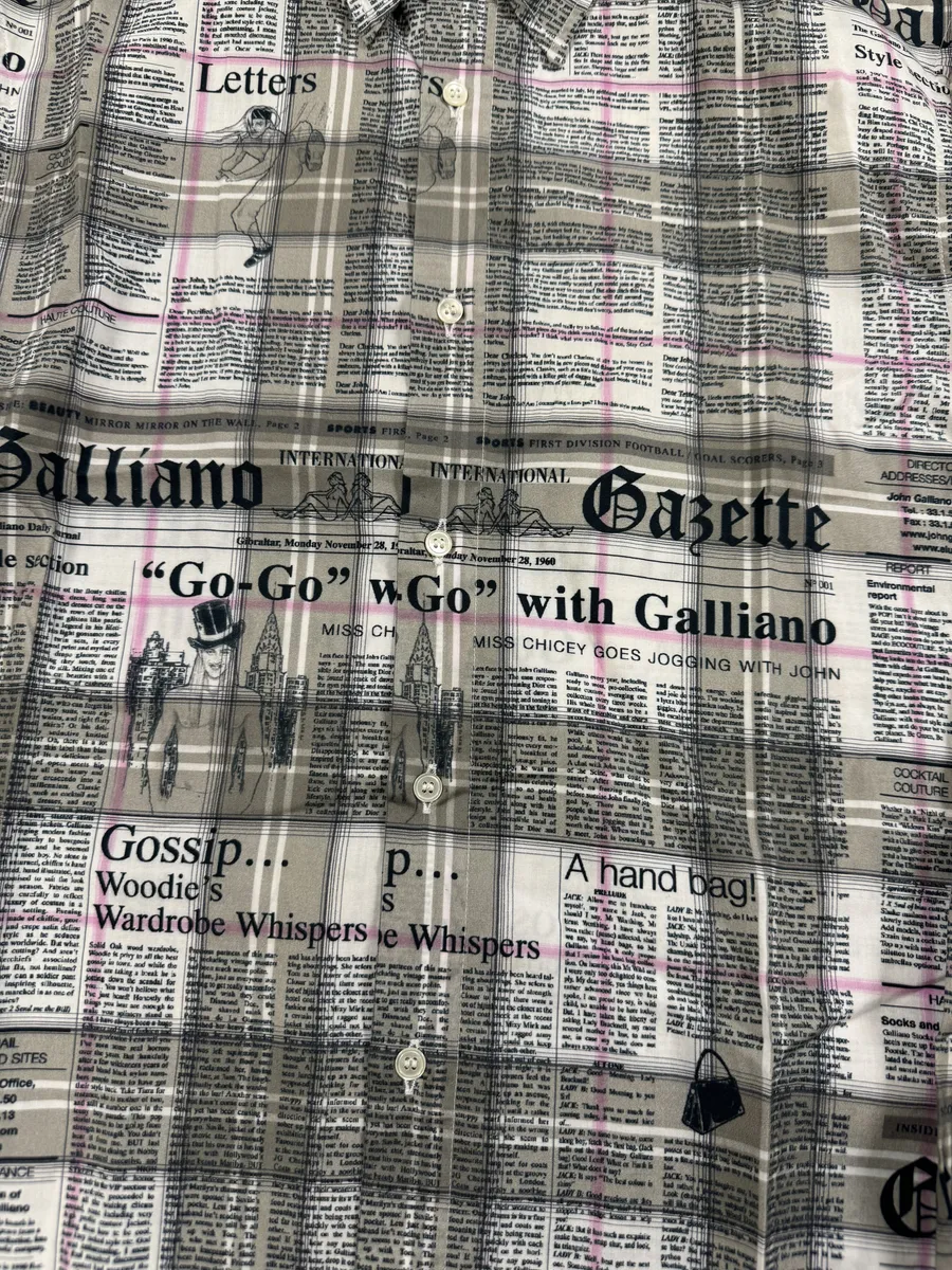 AW2015 Galliano Newspapers Magazine Green & White Shirt - Image 11