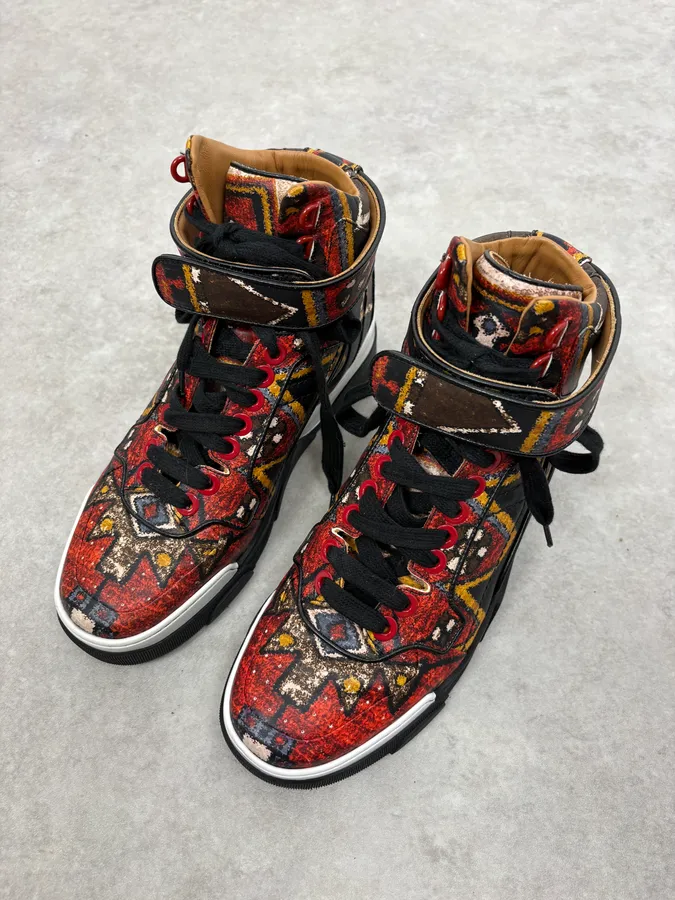 AW2015 Givenchy Persan Red Mozaic High Leather Tyson Sneakers by Riccardo Tisci - Image 3