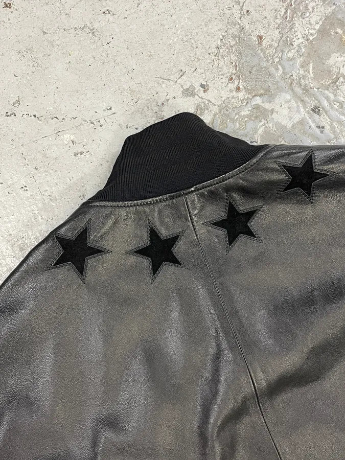 AW2015 Givenchy Stars Black Suede Leather Bomber Jacket by Riccardo Tisci - Image 6