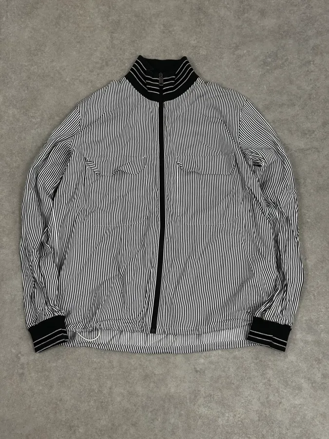 AW2015 Jil Sander Black & White Striped Light Zip-Up Jacket