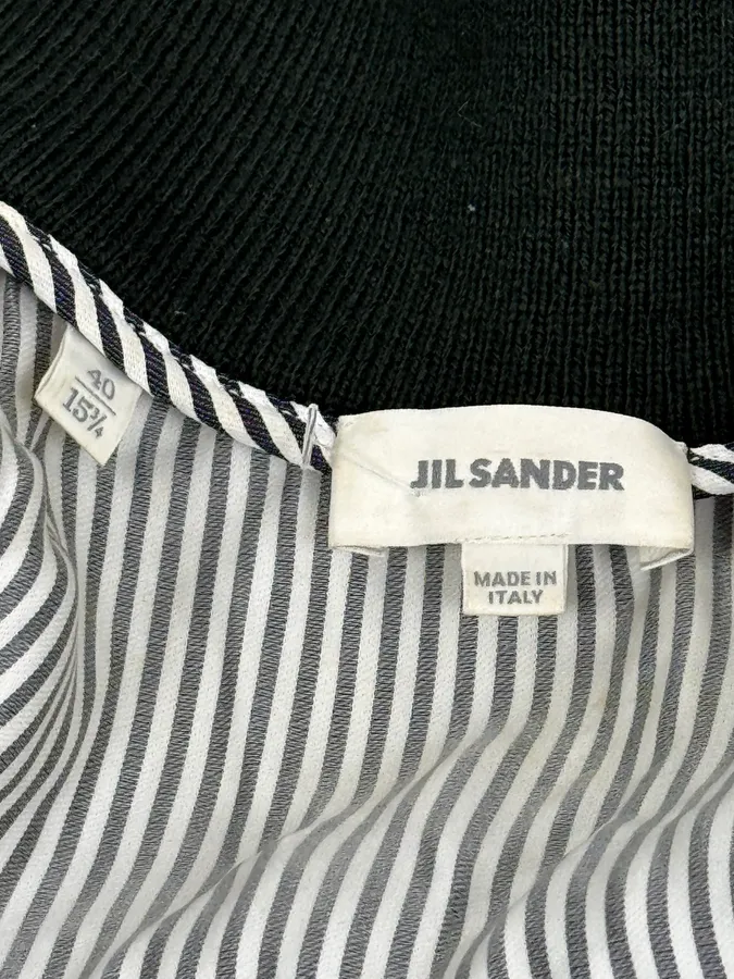 AW2015 Jil Sander Black & White Striped Light Zip-Up Jacket - Image 10