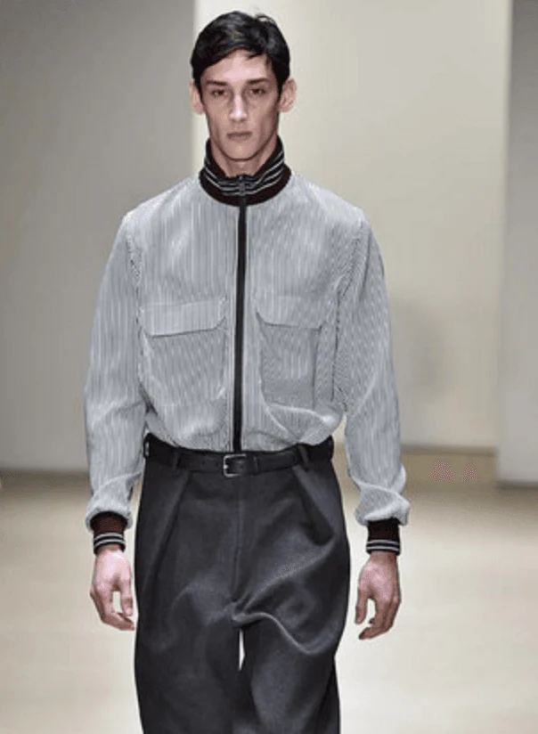 AW2015 Jil Sander Black & White Striped Light Zip-Up Jacket - Image 2