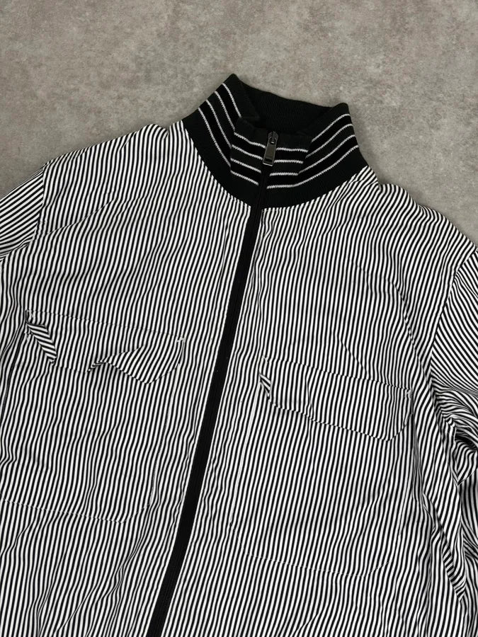 AW2015 Jil Sander Black & White Striped Light Zip-Up Jacket - Image 4