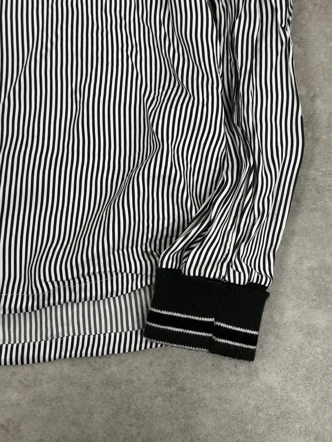 AW2015 Jil Sander Black & White Striped Light Zip-Up Jacket - Image 8
