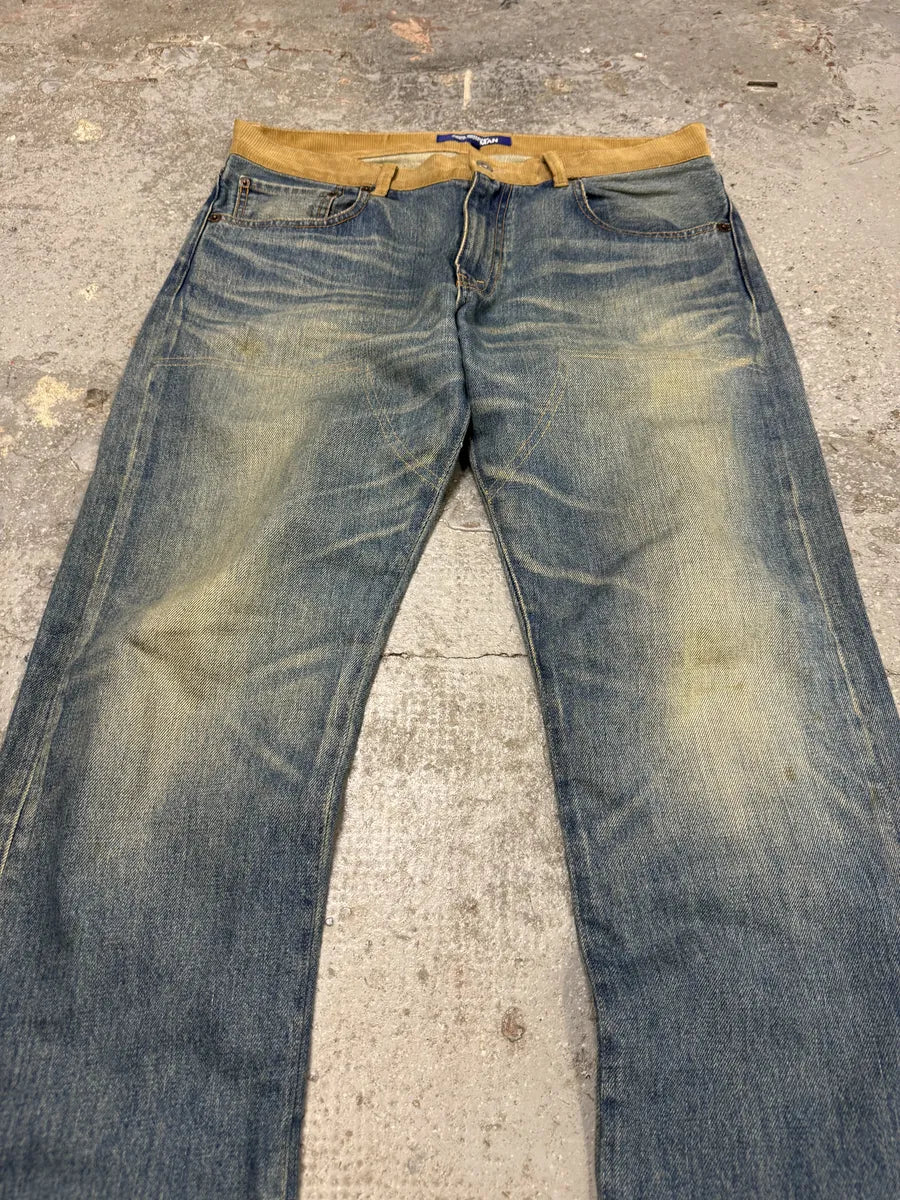 AW2015 Junya Watanabe x Comme des Garçons Vibrant Orange Back Blue Denim Jeans - Image 10