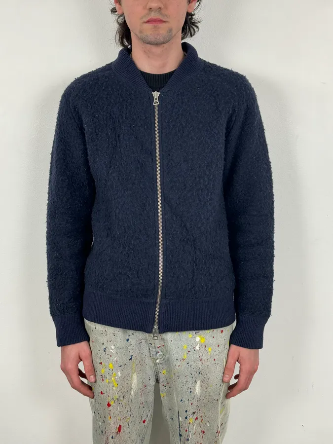 AW2015 Our Legacy Shaggy Navy Blue Zip-up Sweater - Image 2