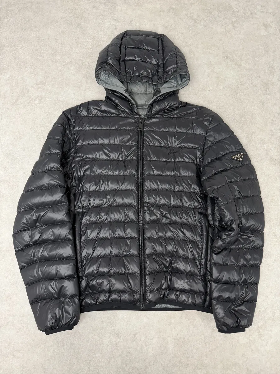 AW2015 Prada Black Hooded Puffer Quilted Jacket - Image 3