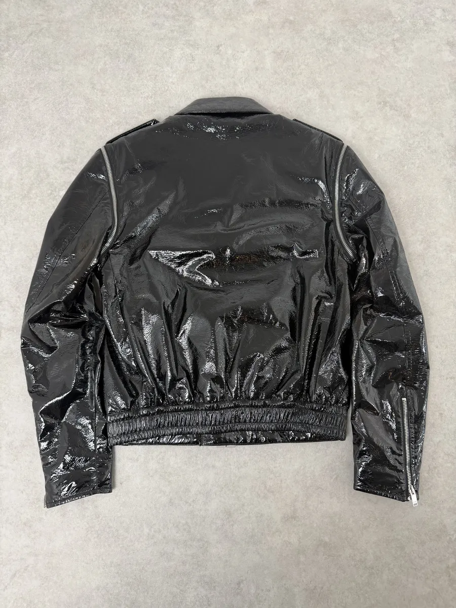 AW2015 Saint Laurent Black Patent Leather Multi Zip Jacket by Hedi Slimane - Image 4